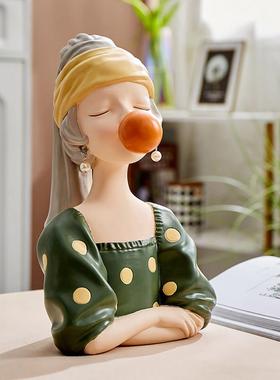 北欧轻奢泡泡女孩电视柜现代玄关摆件家居客厅装饰品新婚结婚礼物