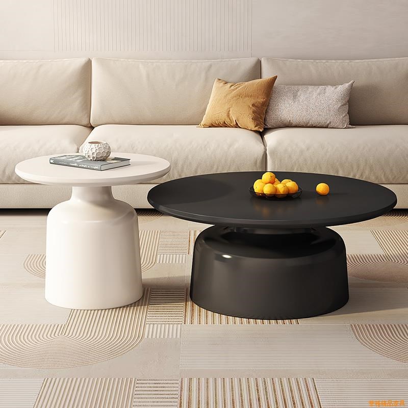 奶油风实木圆形茶几客厅家用小户型简约网红民宿马提尼铁艺边几桌