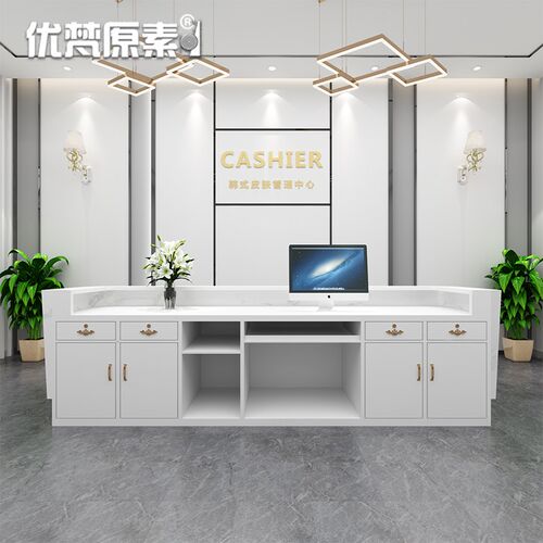 简约现代前台接待台桌服装店公司收银台接待台酒店迎宾台柜台吧台