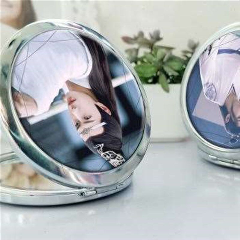 新款新来图定制学生手拿照片相片随身化妆镜补妆小镜子可爱折叠简