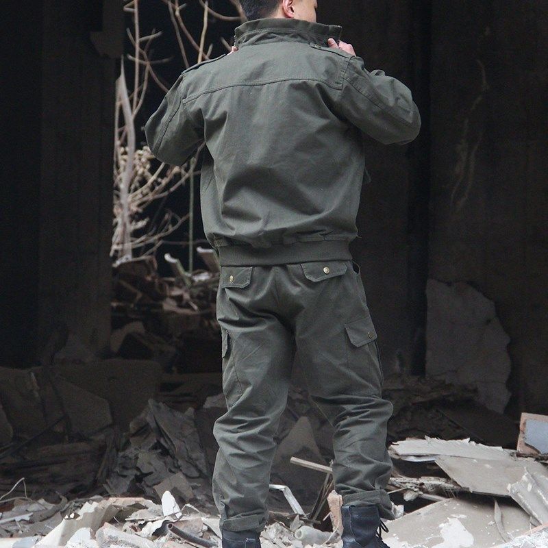 工作服男套装加厚焊工电焊防烫工地建筑工装男士迷彩劳动劳保