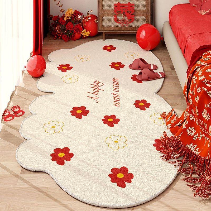 结婚地毯卧室不规则床边毯主卧婚房加厚红色脚垫新婚防滑喜庆地垫,居家布艺,床边毯,淘宝优惠券,粉丝福利购,淘宝优惠卷