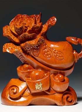 实木雕白菜摆件大号元宝客厅玄关电视酒柜K店铺工艺装饰品开业礼