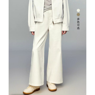 Ellie Lemon童装春季新款休闲学院直筒裤女童字母绣花松紧腰裤子