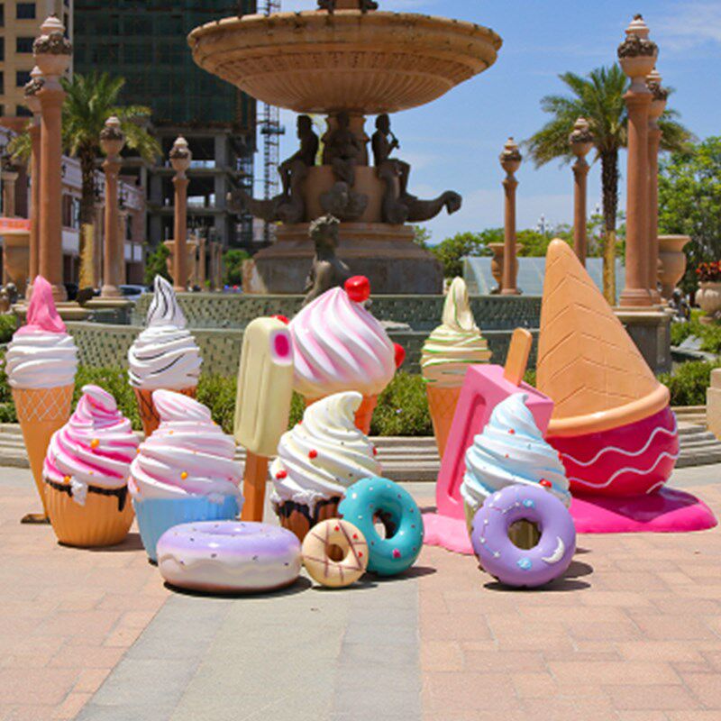 仿真冰淇淋模型冰激凌装饰摆件雪糕玻雕塑步行街美陈户外甜品摆件