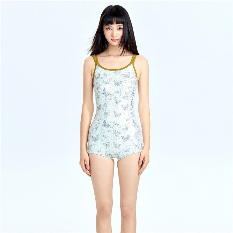 泳衣女游泳馆专用初学者平角保守大码专业训练竞速游泳衣带胸垫