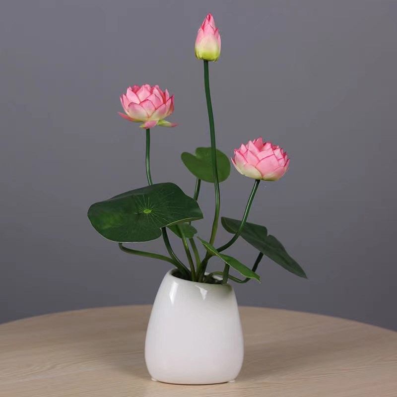 佛前供花真花仿荷花莲佛台用品观音花塑料假花绢花U装饰花客厅手