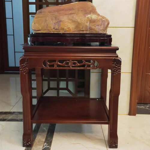 盆景架实木客厅奇石架鱼缸架榆木中式花盆景摆件桌子简约上水石桌