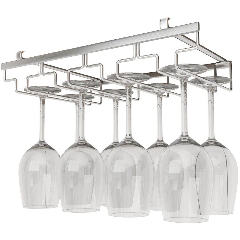 免打孔不锈钢304悬挂酒杯架家用红酒架摆件红酒杯挂架高脚杯倒挂