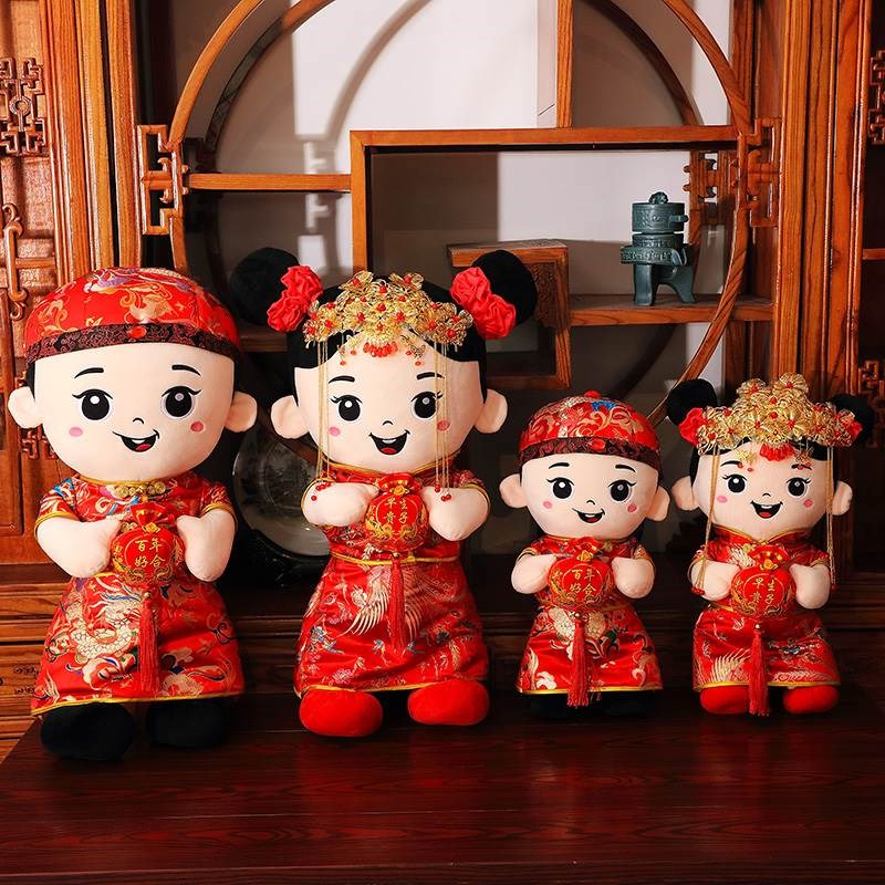 婚庆压床娃娃一对结婚礼物新婚对娃床上玩偶公仔摆件婚房喜娃抱枕