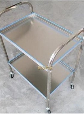 仪器小车不锈钢仪器车加厚双层器械台白色烤漆铁制小推车换药车
