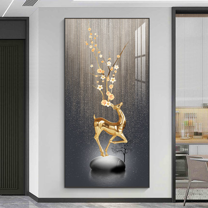 玄关装饰画现代简约入户正对进门墙壁挂画新中式玄幻走廊过道壁画