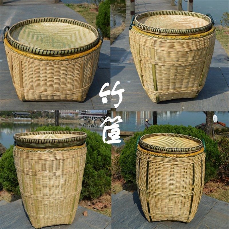 手工竹编筐大竹筐篓子超市饭店展示收纳竹篮竹箩筐子植物盆套