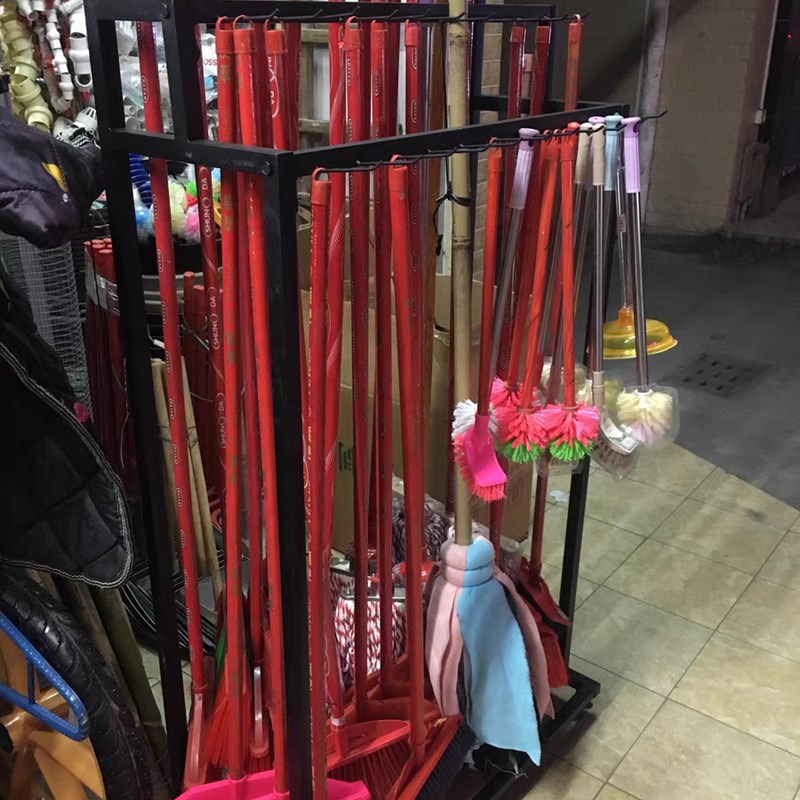 超市挂拖把扫把展示架拖布货架五金店收纳放扫帚移动陈列置物架子