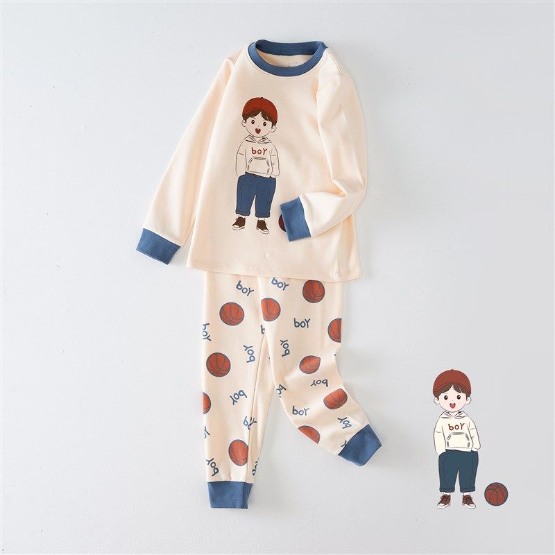 男童保暖内衣套装儿童打底秋衣秋裤加厚A类全棉磨毛男宝宝