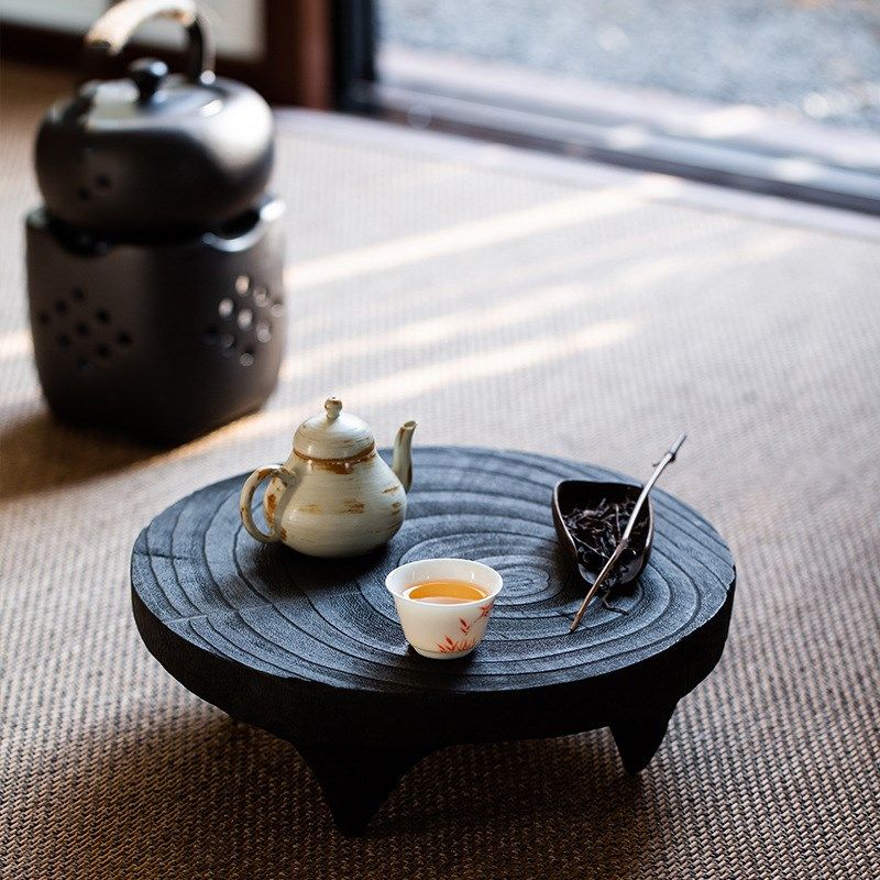 侘寂风做旧实木碳化茶几榻榻米飘窗小矮桌干泡小茶盘家用客厅托盘