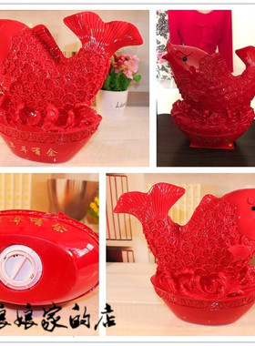 红色鲤鱼招财年年有余存钱储蓄罐结婚礼物开业乔迁商务礼品摆件