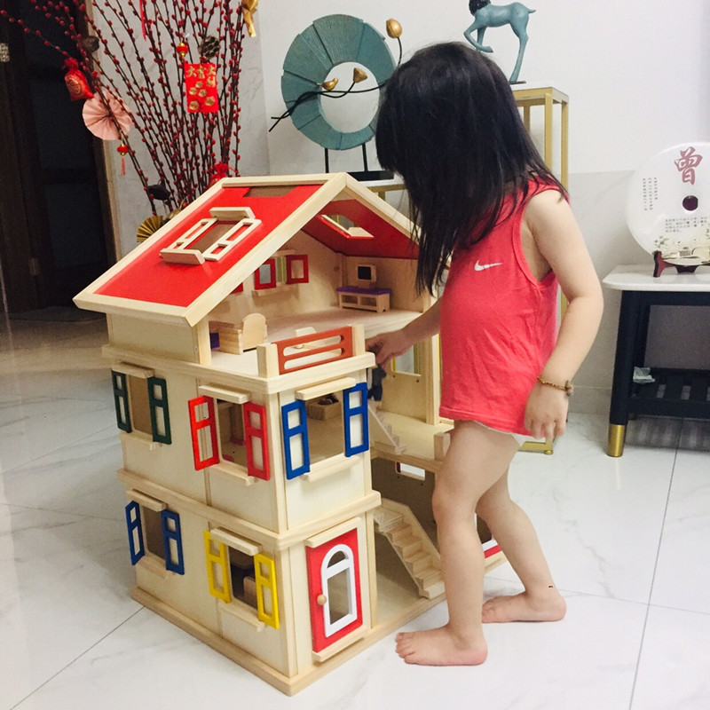 女孩diy小屋别墅公主房子玩具拼装儿童木制过家家益智大号娃娃屋