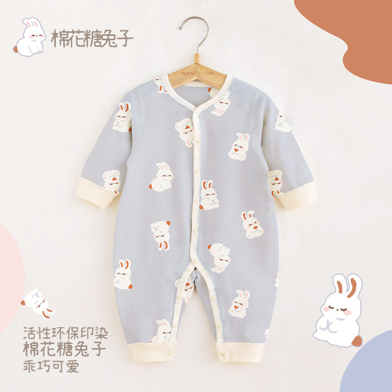 兔年初生婴儿连体衣a类春夏款满月宝宝超萌外出服四季款哈衣爬服