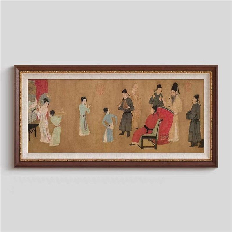 《韩熙载夜宴图》法式中国风客厅装饰画玄关壁炉新中式书房挂画