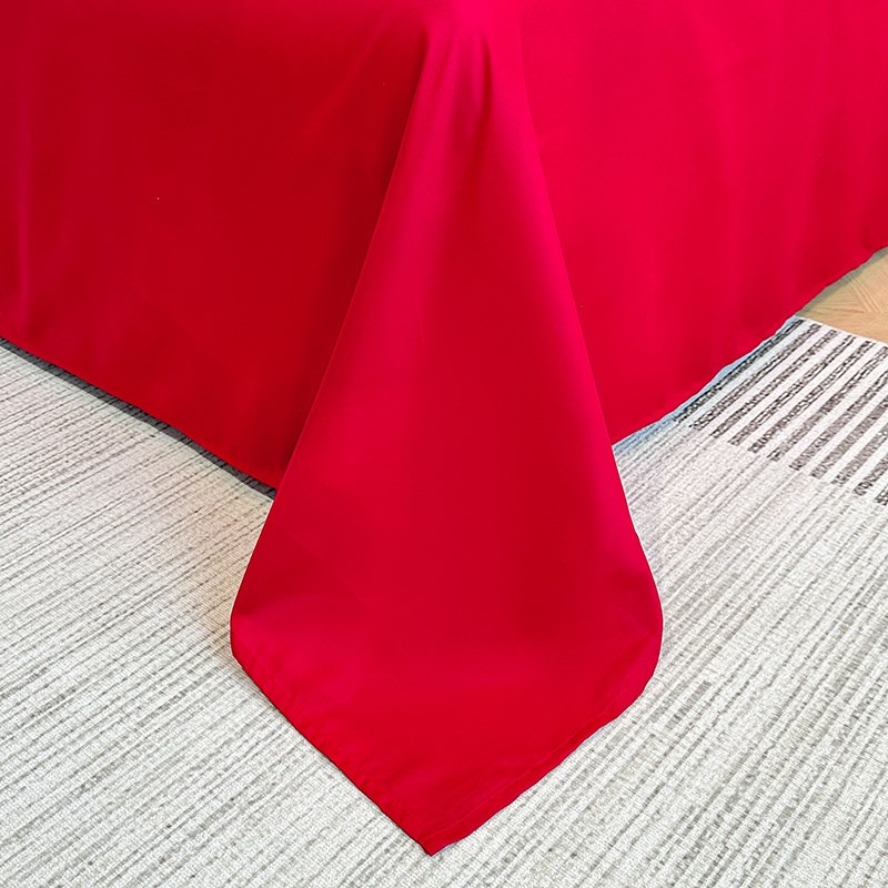 网红婚庆四件套婚嫁新婚纯棉水洗棉刺绣被套红色结婚喜庆婚床套件