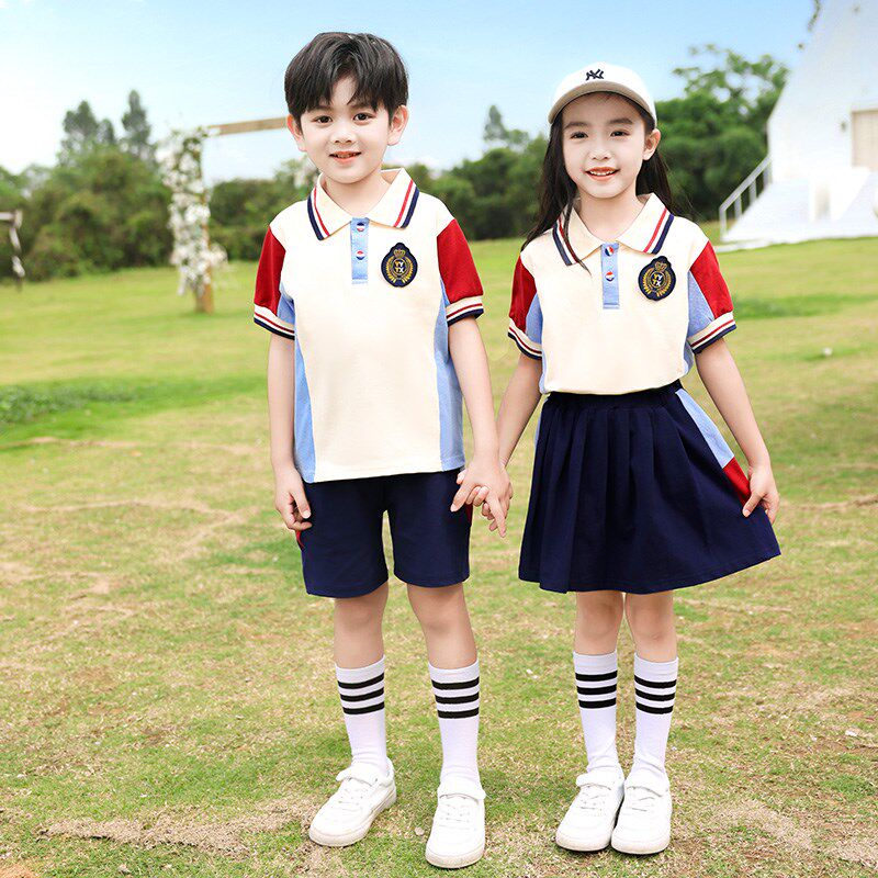 幼儿园园服纯棉短T恤夏季班服表演服装小学生校服儿童毕业拍照服