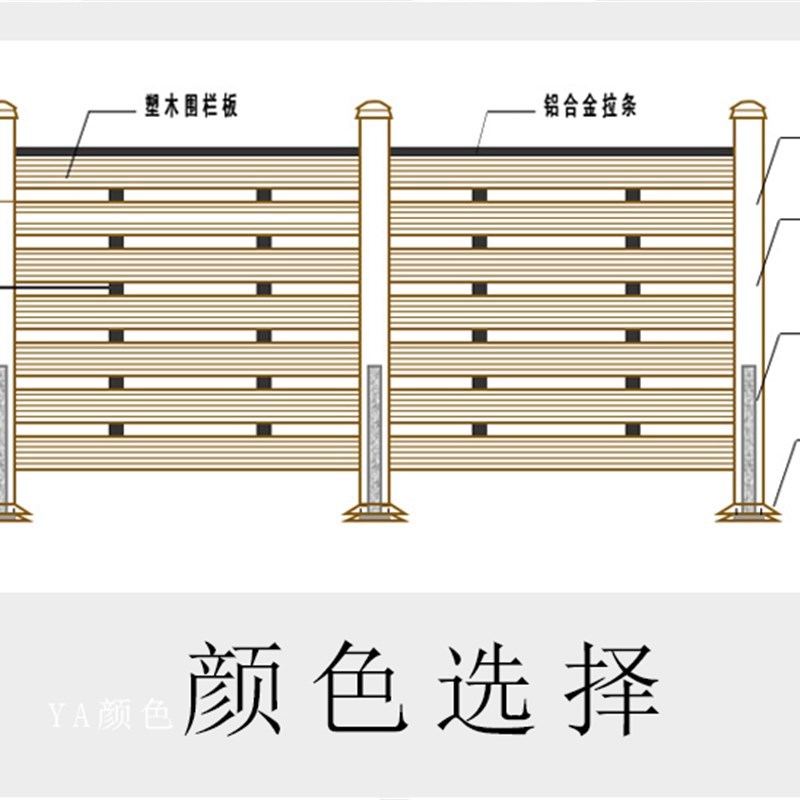 塑木围栏户外木塑围栏地板护栏栅栏院子围墙板防T腐木栅栏护栏篱