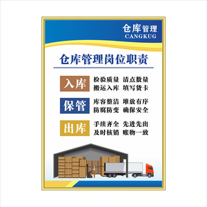 仓库管理标识牌仓储原则展板防火防潮警示牌仓库人员岗位职责守则
