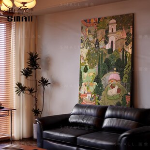 南洋风客厅装饰画玄关漆画挂画餐厅卧室床头背景墙浦尔花园肌理画