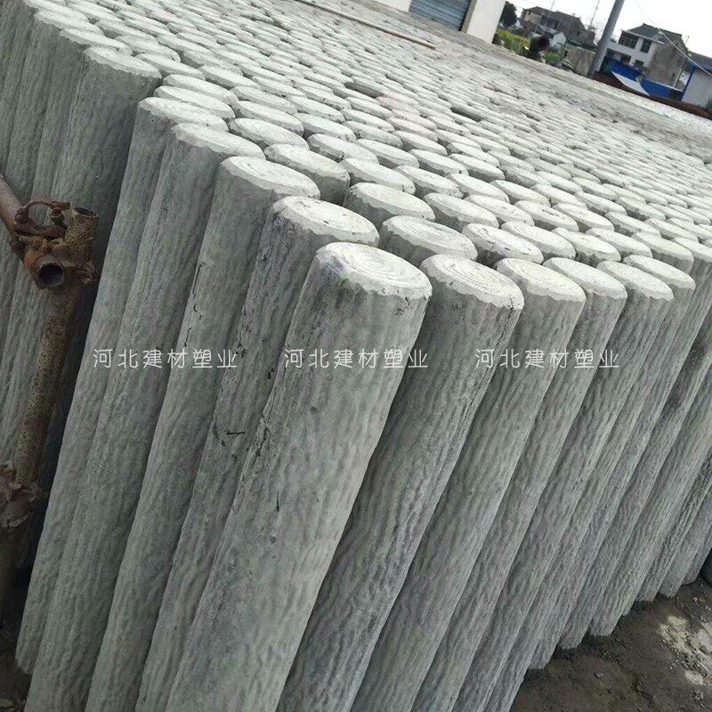 水泥仿树皮柱子模具河道池塘仿古木纹围栏混凝土圆柱栏杆塑料模板