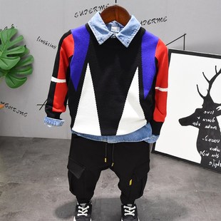 小男孩儿童7春季 男童春装 韩版 2020新款 3毛衣6洋气5帅宝宝2岁4 套装