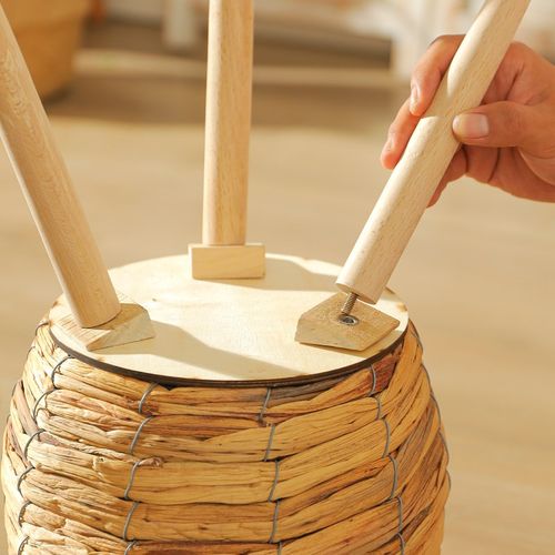 客厅简约落地式花盆架阳台可移动竹藤编花篮绿植置物架手工编织篮