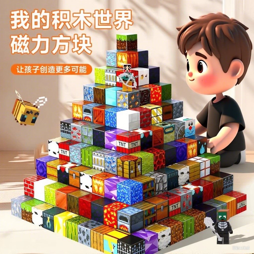 我的世界磁力方块全套正版儿童积木拼图益智拼装磁吸磁铁玩具男孩,玩具/童车/益智/积木/模型,普通塑料积木,淘宝优惠券,粉丝福利购,淘宝优惠卷