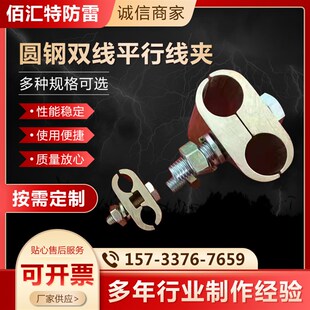夹绞线圆钢双线平行线夹黄铜接地线夹接地配件铜包钢圆钢固定夹