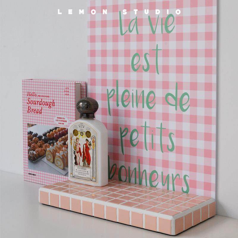 复古彩色格子无框墙面挂画桌面装饰摆件背景板韩国ins风拍照道具