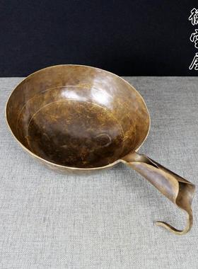 纯铜水瓢 大号铜瓢 铜水勺黄铜大勺铜马勺老式纯手工铜锅铜盆脸盆