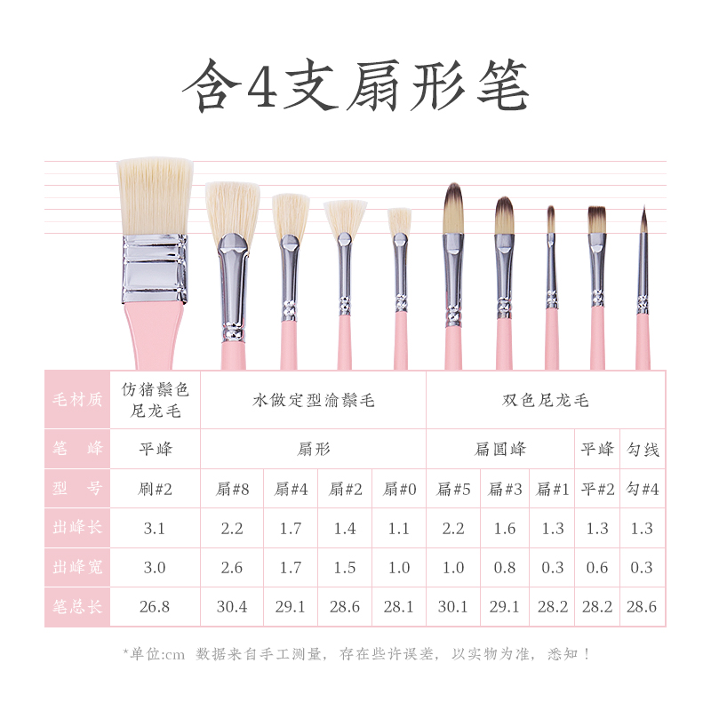 蒙玛特水粉笔套装美术专用猪鬃油画笔水彩丙烯扇形尼龙画笔套装色