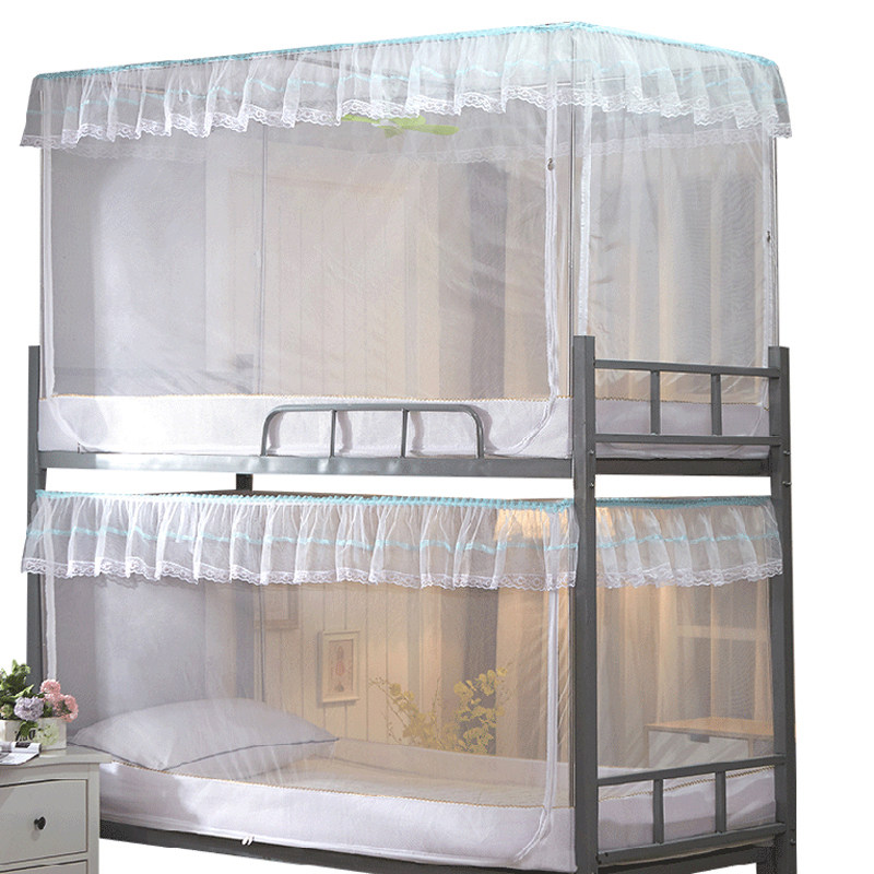 学生铁架床上下铺专用蚊帐90x190cm单人0.9m方帐不锈钢纹帐一体式