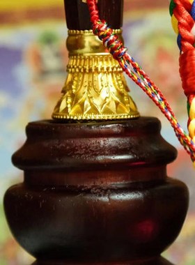 格萨尔王权杖实木底座木头底座高约11.5cm