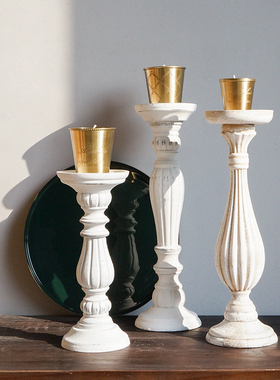 蜡烛台晚餐复古做旧北欧式美式乡村婚庆花艺道具羽毛容器玻璃摆件