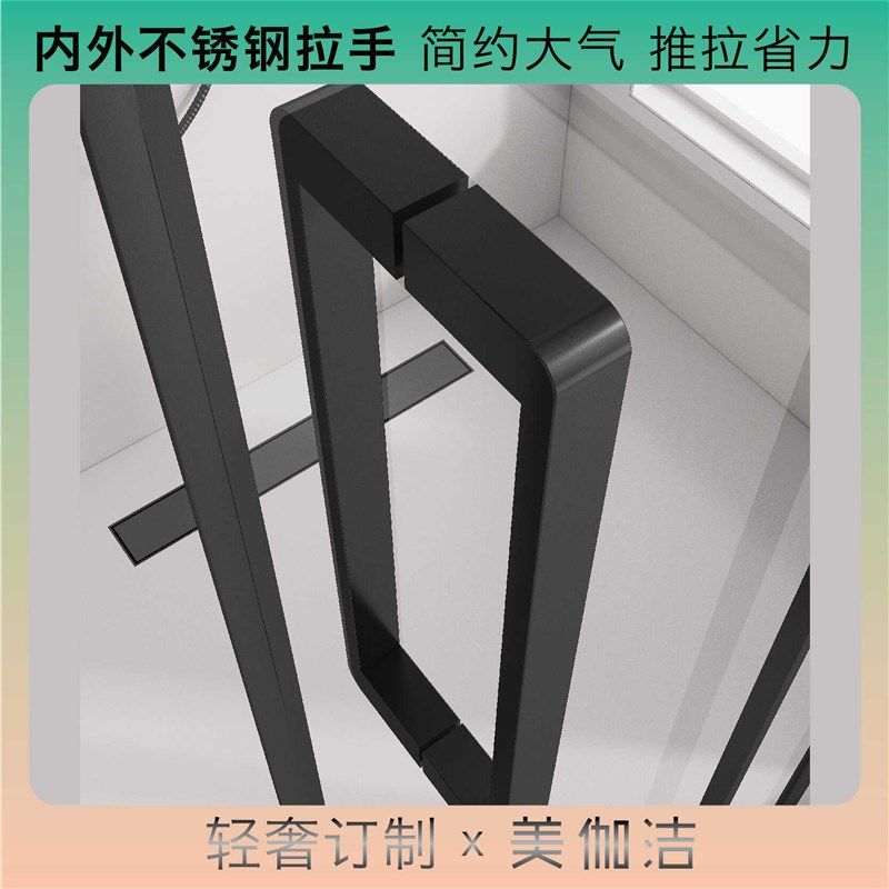 淋浴房方形L型一字形沐浴房干湿分离玻璃隔断浴屏卫生门浴室门