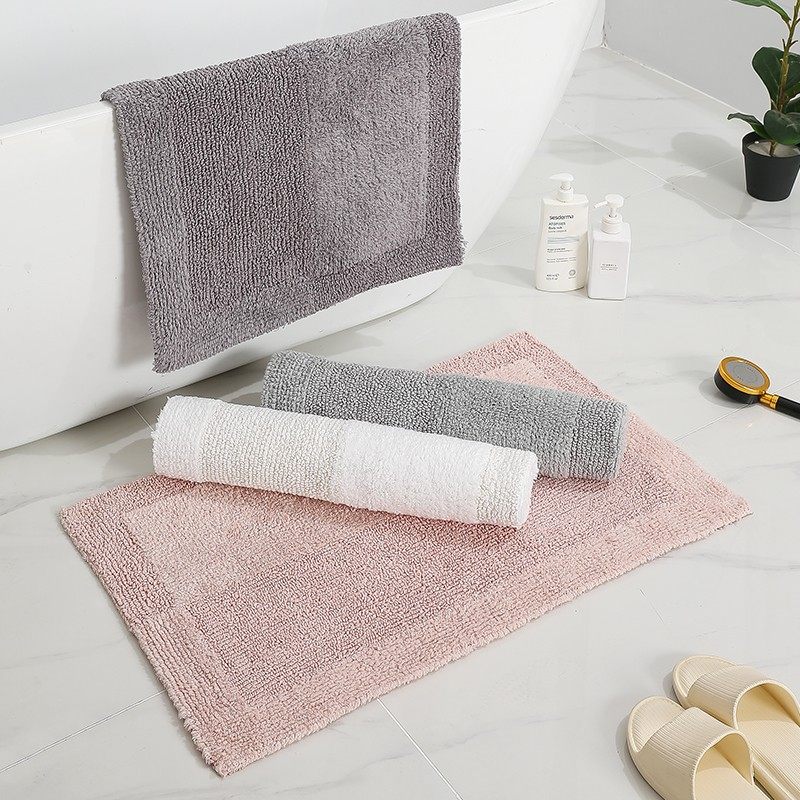 纯棉双面毛c绒入户进门地垫加厚吸水卧室卫生间防滑脚垫子简约现