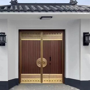 定制铜门别墅大门双开p门农村自建房大门四开进户门乡村庭院子母