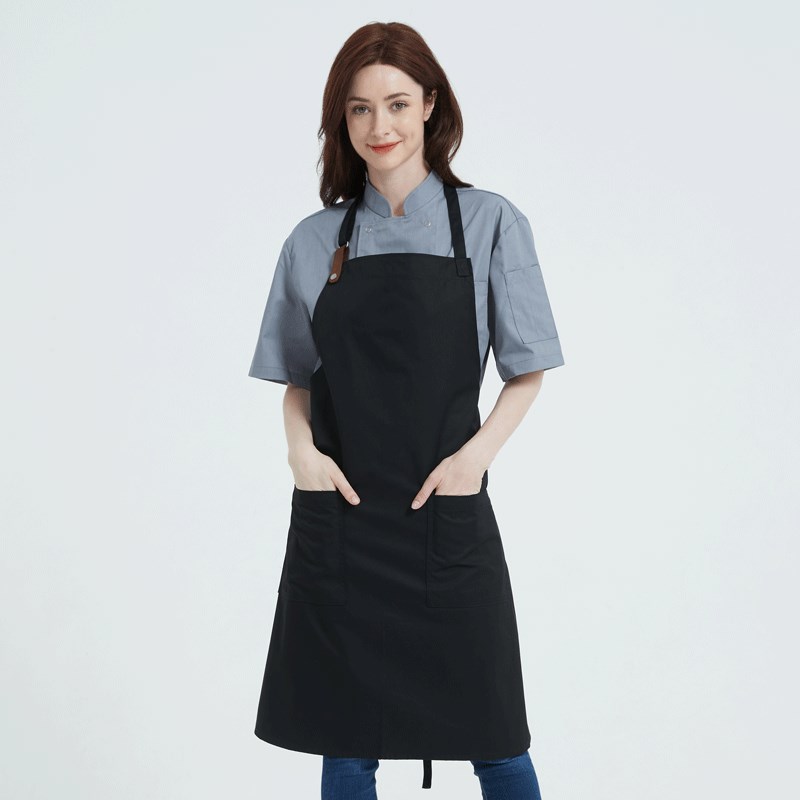 挂脖咖啡师围裙加长黑色定制家用餐饮厨房LOGO工作裙花艺防污焙焙