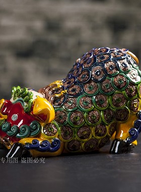 生肖猪陶瓷交趾陶招财金猪摆件家居客厅装饰品工艺品礼品摆件送礼