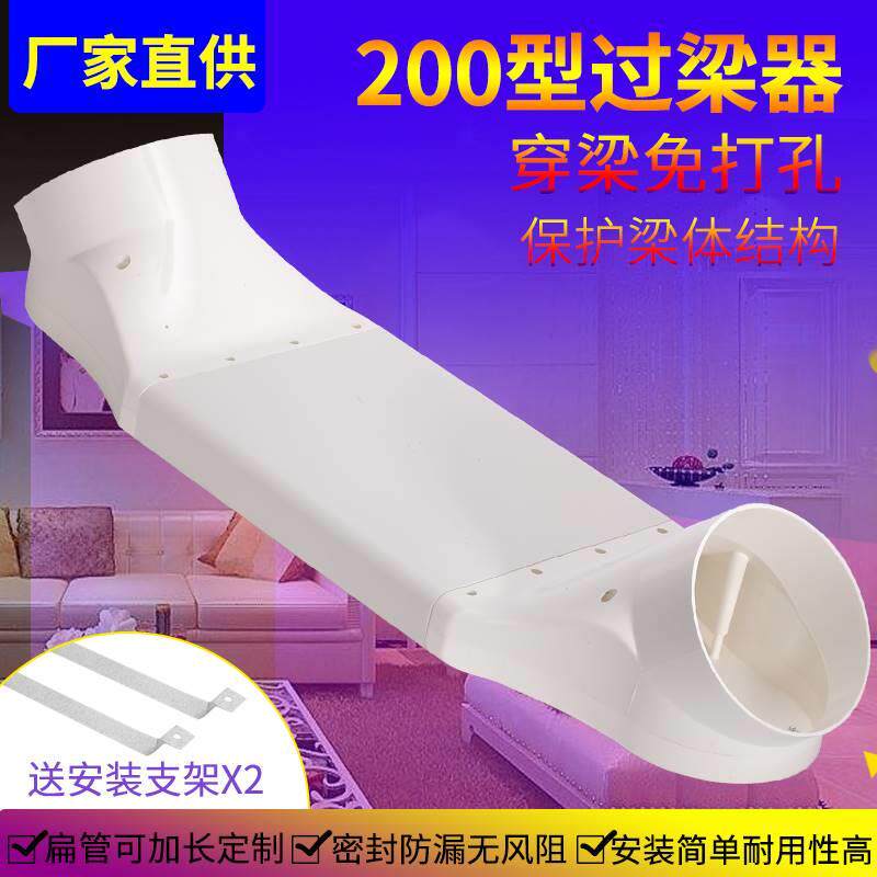 系统排油烟机换气扇75/110/160/200过梁器不打孔通风管道扁管