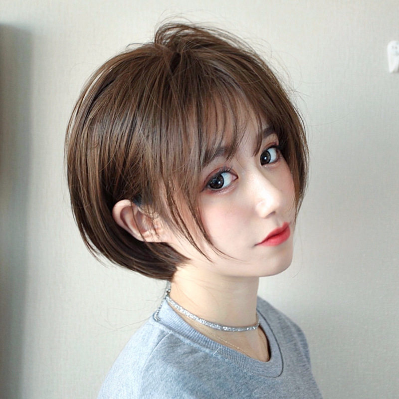 假发女全头套真人发丝短发真发全真人发波波头光S头化疗轻薄假发