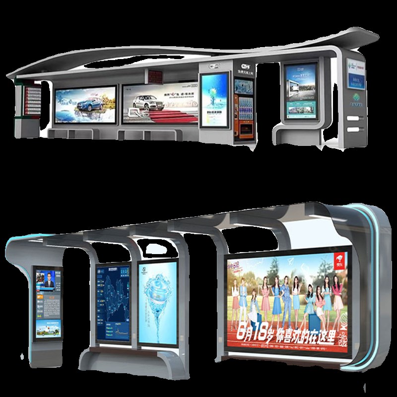 候车亭定制烤漆候车亭不锈钢公交站台智能报站亭乡镇仿古站牌