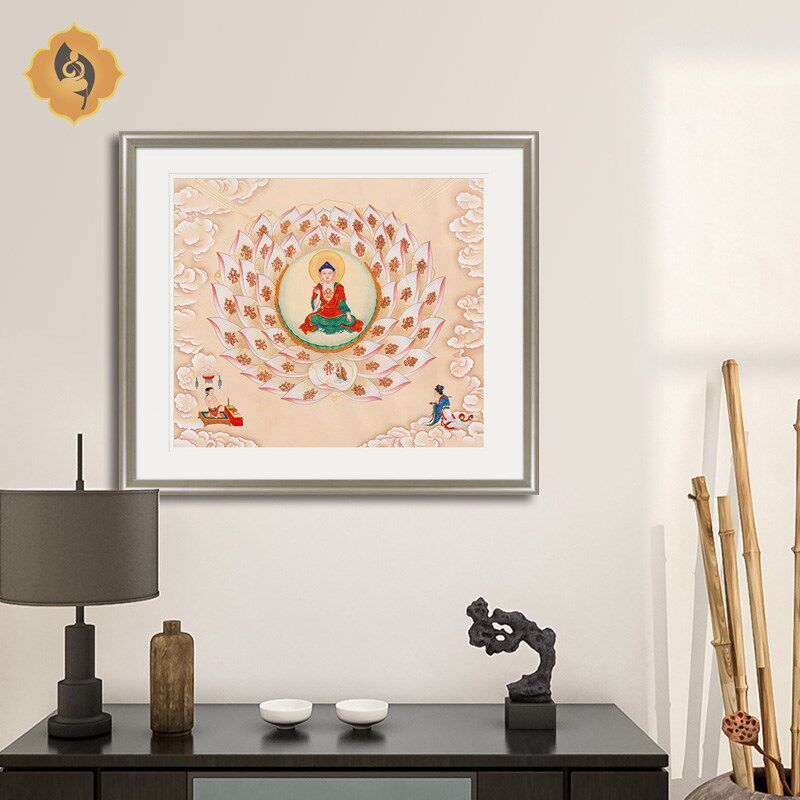 工笔人物国画佛陀释n迦牟尼菩萨画像玄关书房中式装饰画框卷轴挂