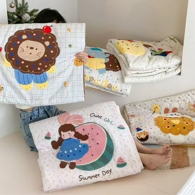 A类全棉双层纱毛巾绣夏被山宁泰抗菌空调被O可水洗春秋被子儿童被